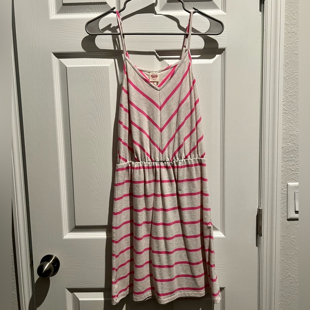 Grey and pink striped dress